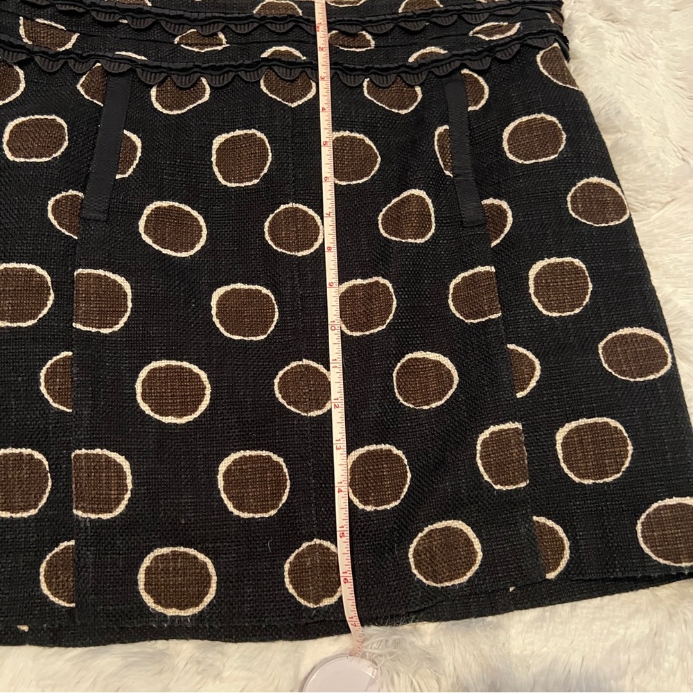 Tory Burch Black and Brown Circle Polka Dot Mini Skirt Size 10 EUC - Picture 6 of 12